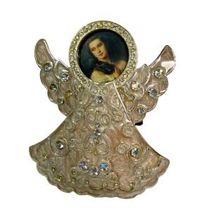 Bombay Metal ANGEL Picture Frame enamel rhinestone Holiday Christmas  - NEW